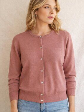 Vintage Petite Sophisticate Cardigan | Dusty Rose Knit | Mother of Pearl Buttons